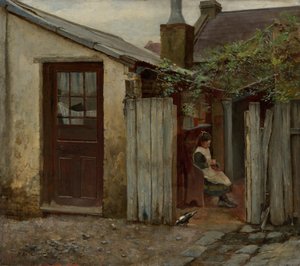 Ragazza con uccello alla panetteria di King Street da Frederick McCubbin
